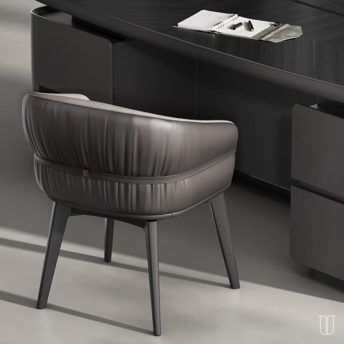 Fiore chair with accent leather backrest